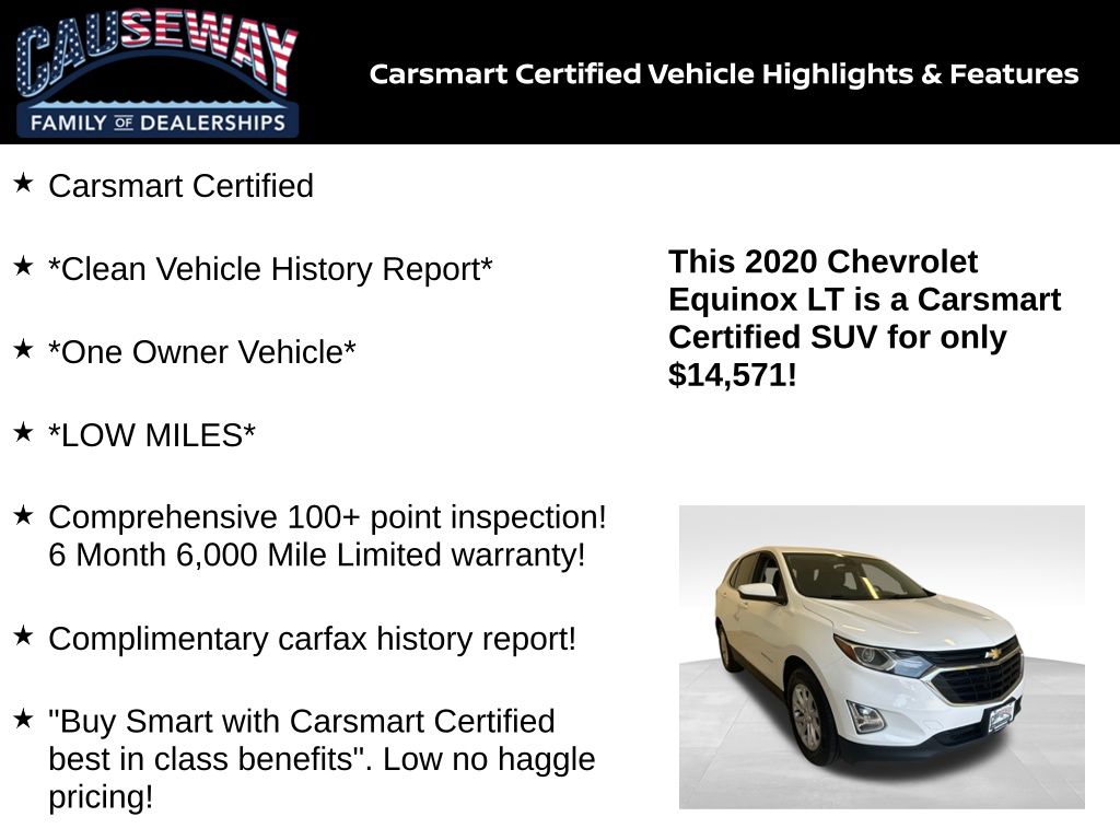 Used 2020 Chevrolet Equinox LT with VIN 3GNAXKEV1LS548562 for sale in Stafford Township, NJ