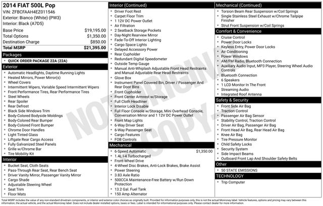 Used 2014 FIAT 500L Pop with VIN ZFBCFAAH4EZ011546 for sale in Newport News, VA