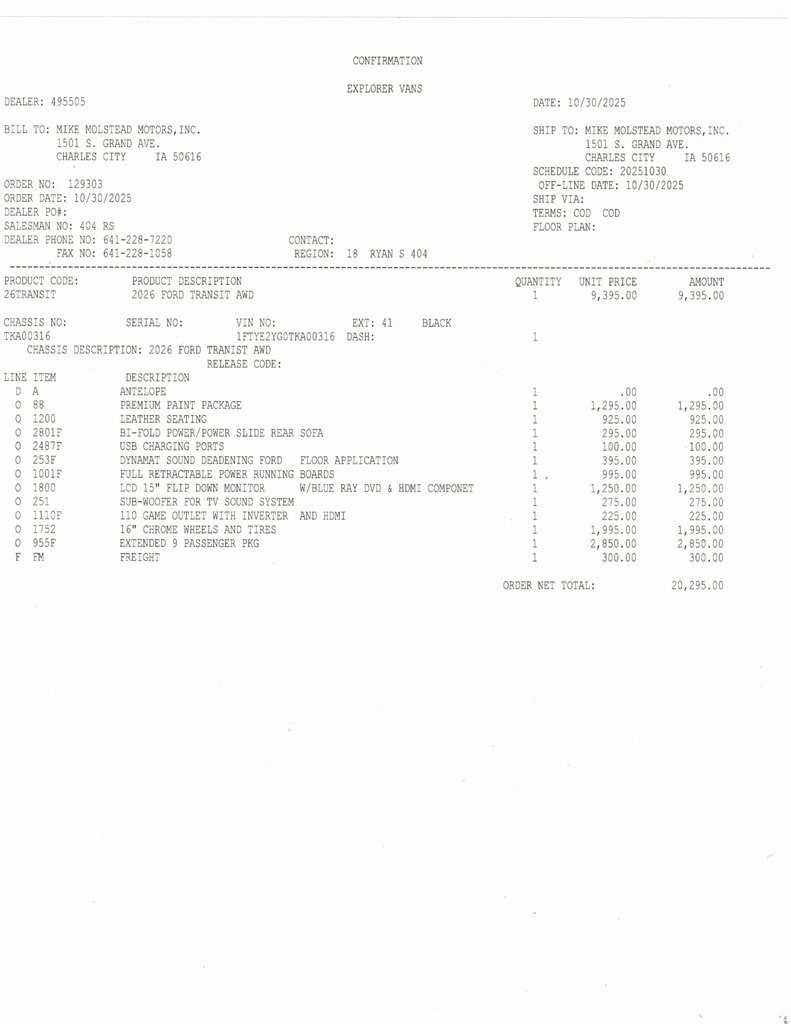 Used 2026 Ford Transit Van Base with VIN 1FTYE2YG0TKA00316 for sale in Rochester, Minnesota