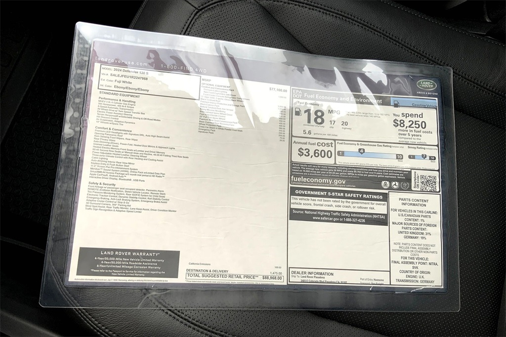 New 2024 Land Rover Defender 130 S 4D Sport Utility in Newport Beach 