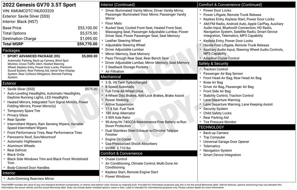 2022 GENESIS GV70 Sport's photo