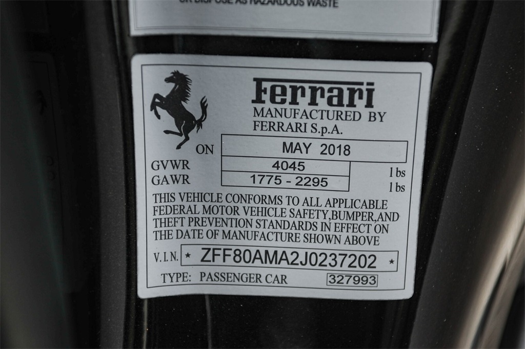 Certified Used 2018 Nero Daytona Metallic Ferrari Base image 50