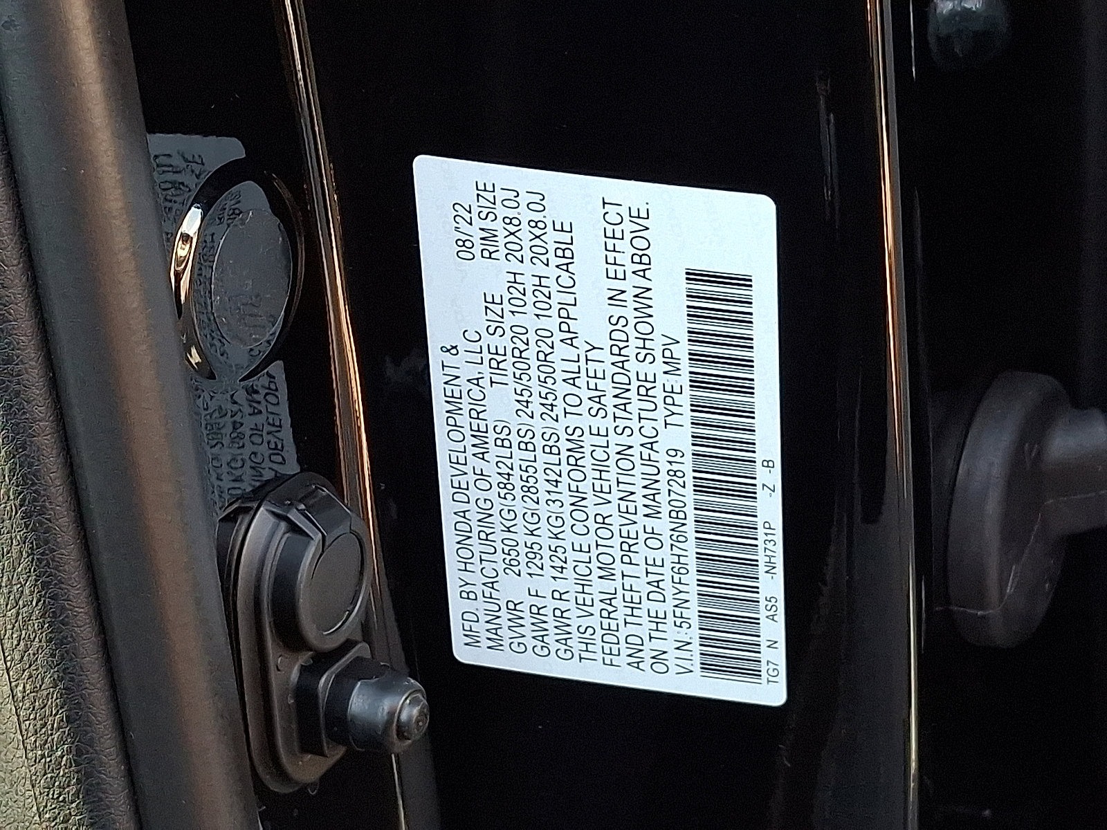 2022 Honda Pilot Black Edition photo 28
