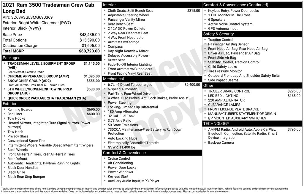 Used 2021 RAM Ram 3500 Pickup Tradesman with VIN 3C63R3GL3MG690369 for sale in Elk River, Minnesota