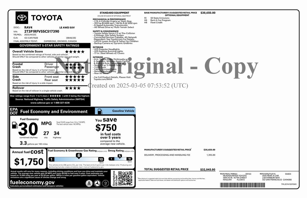 Used 2025 Toyota RAV4 LE with VIN 2T3F1RFV5SC517390 for sale in Northfield, Minnesota