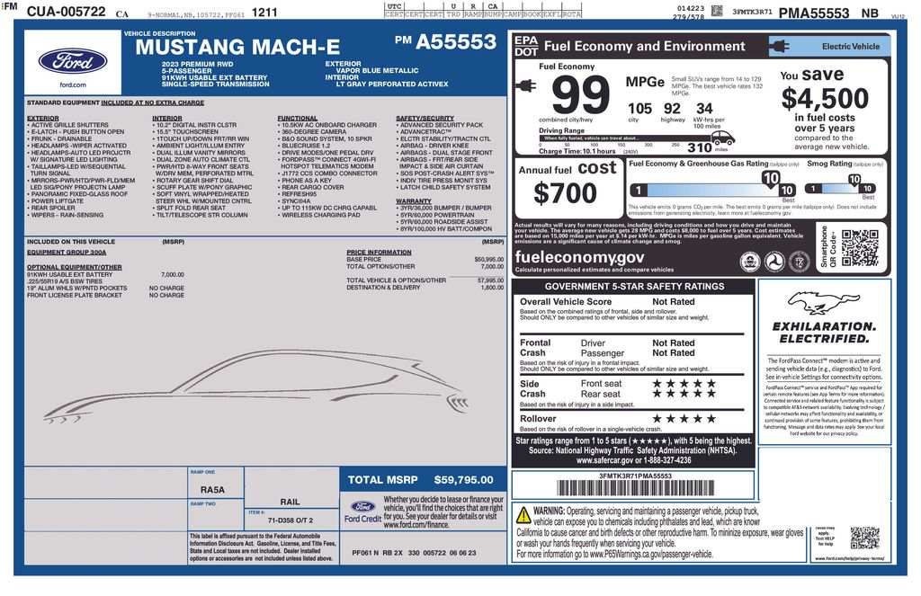 Certified 2023 Ford Mustang Mach-E Premium RWD with VIN 3FMTK3R71PMA55553 for sale in Carlsbad, CA