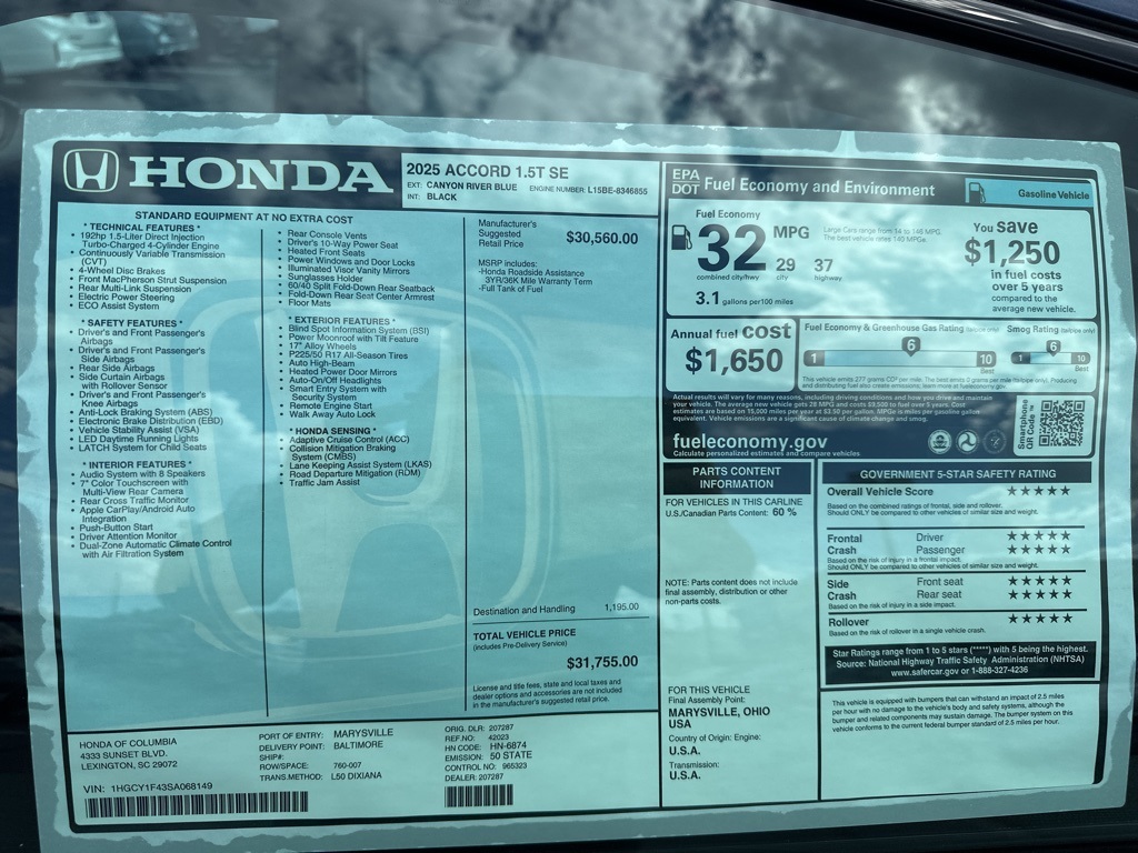 2025 Honda Accord SE photo 11