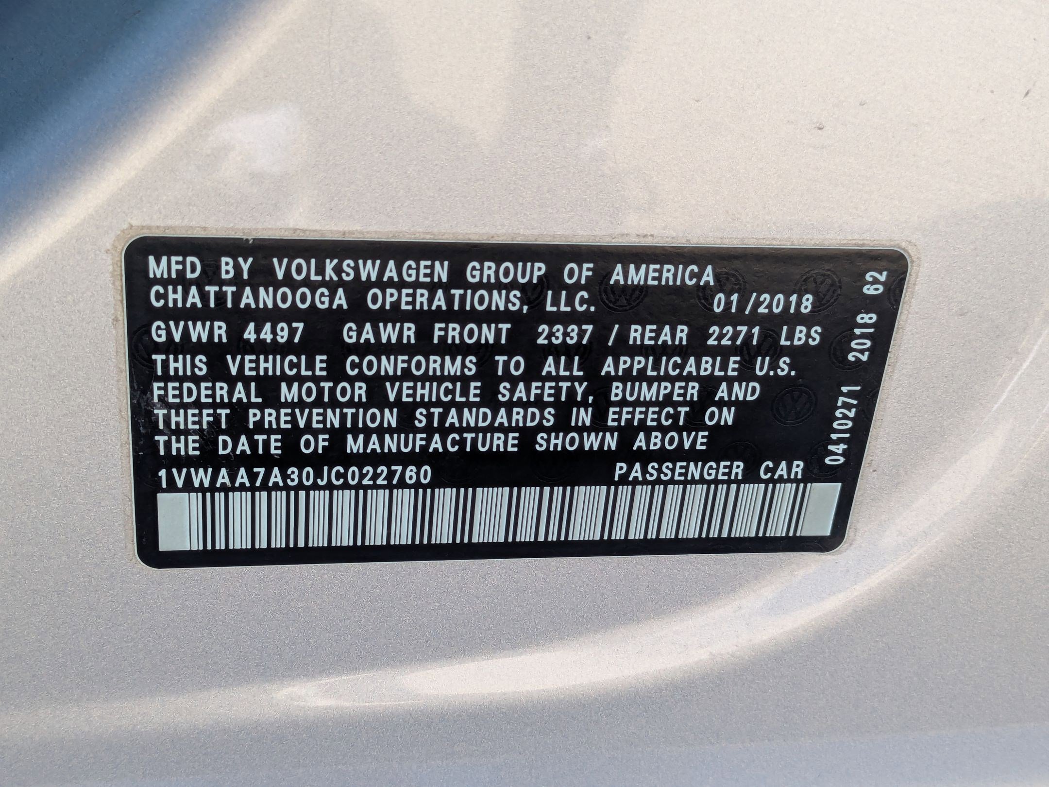 2018 Volkswagen Passat 2.0T S photo 26