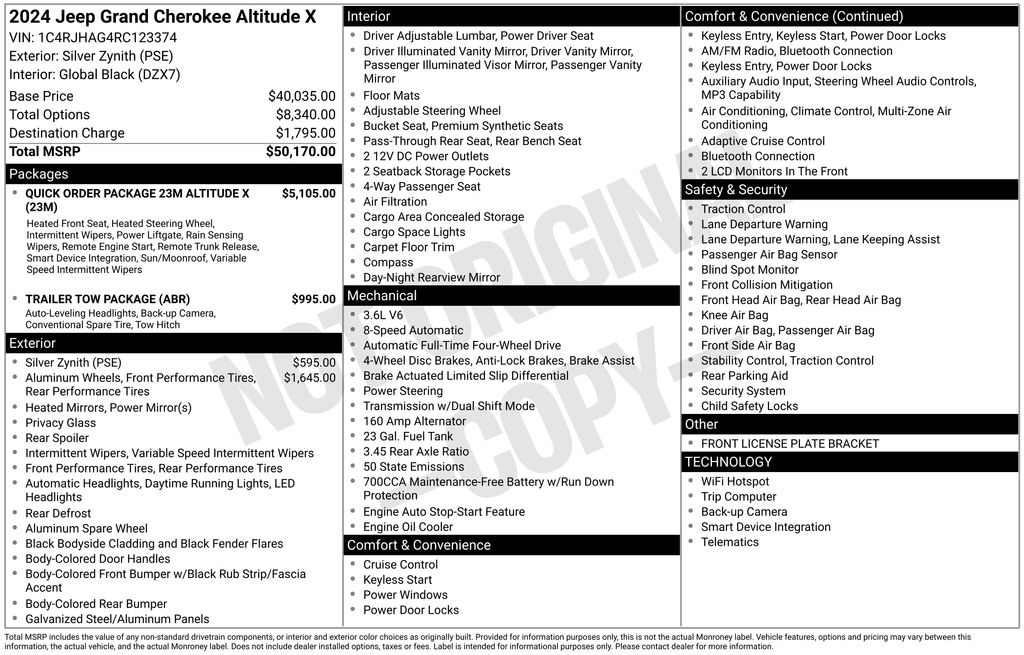 Used 2024 Jeep Grand Cherokee Altitude with VIN 1C4RJHAG4RC123374 for sale in Elk River, Minnesota