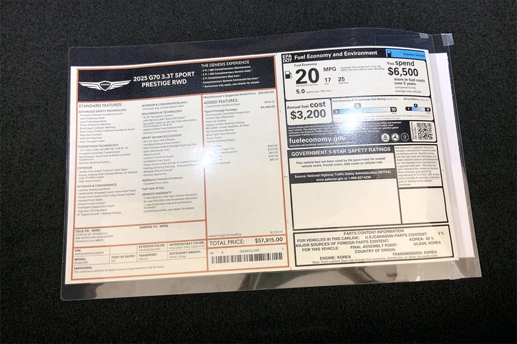2025 Genesis G70 3.3T Sport Prestige photo 9