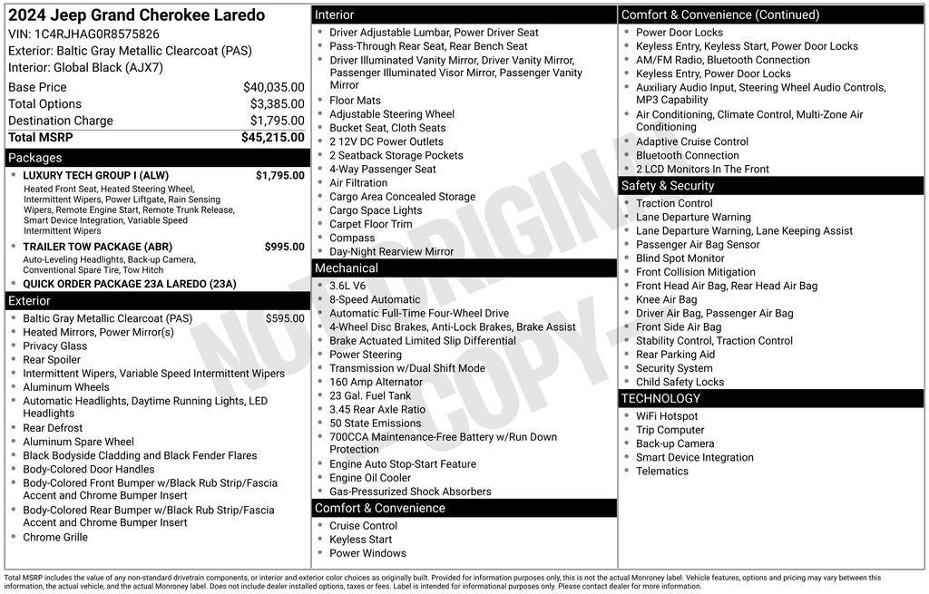 Used 2024 Jeep Grand Cherokee Laredo with VIN 1C4RJHAG0R8575826 for sale in Elk River, Minnesota