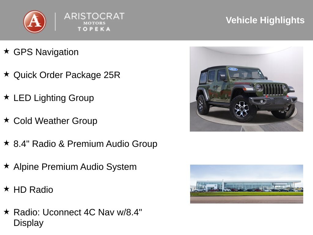 Used 2021 Jeep Wrangler Unlimited Rubicon with VIN 1C4HJXFG4MW852125 for sale in Kansas City