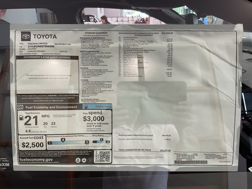 Used 2025 Toyota Tacoma Limited with VIN 3TYLB5JN8ST066086 for sale in Kansas City