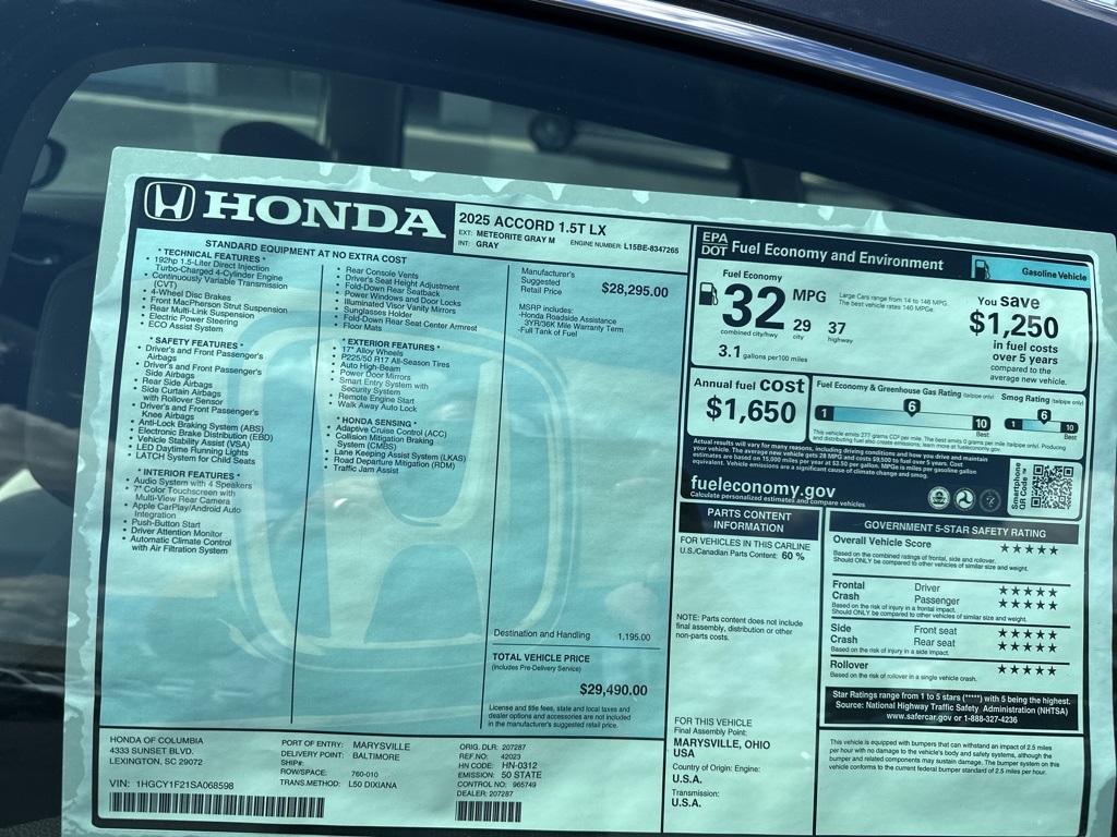 2025 Honda Accord LX photo 11
