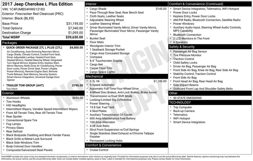 Used 2017 Jeep Cherokee Trailhawk with VIN 1C4PJMBS4HW613183 for sale in Elk River, Minnesota