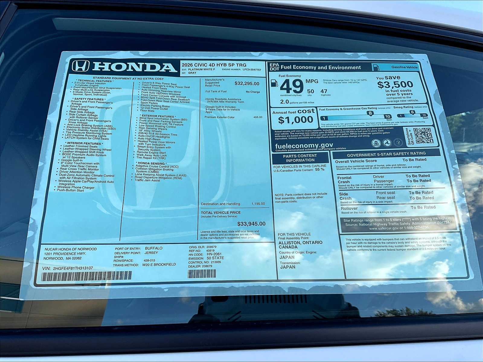 2026 Honda Civic Hybrid Sport Touring photo 15