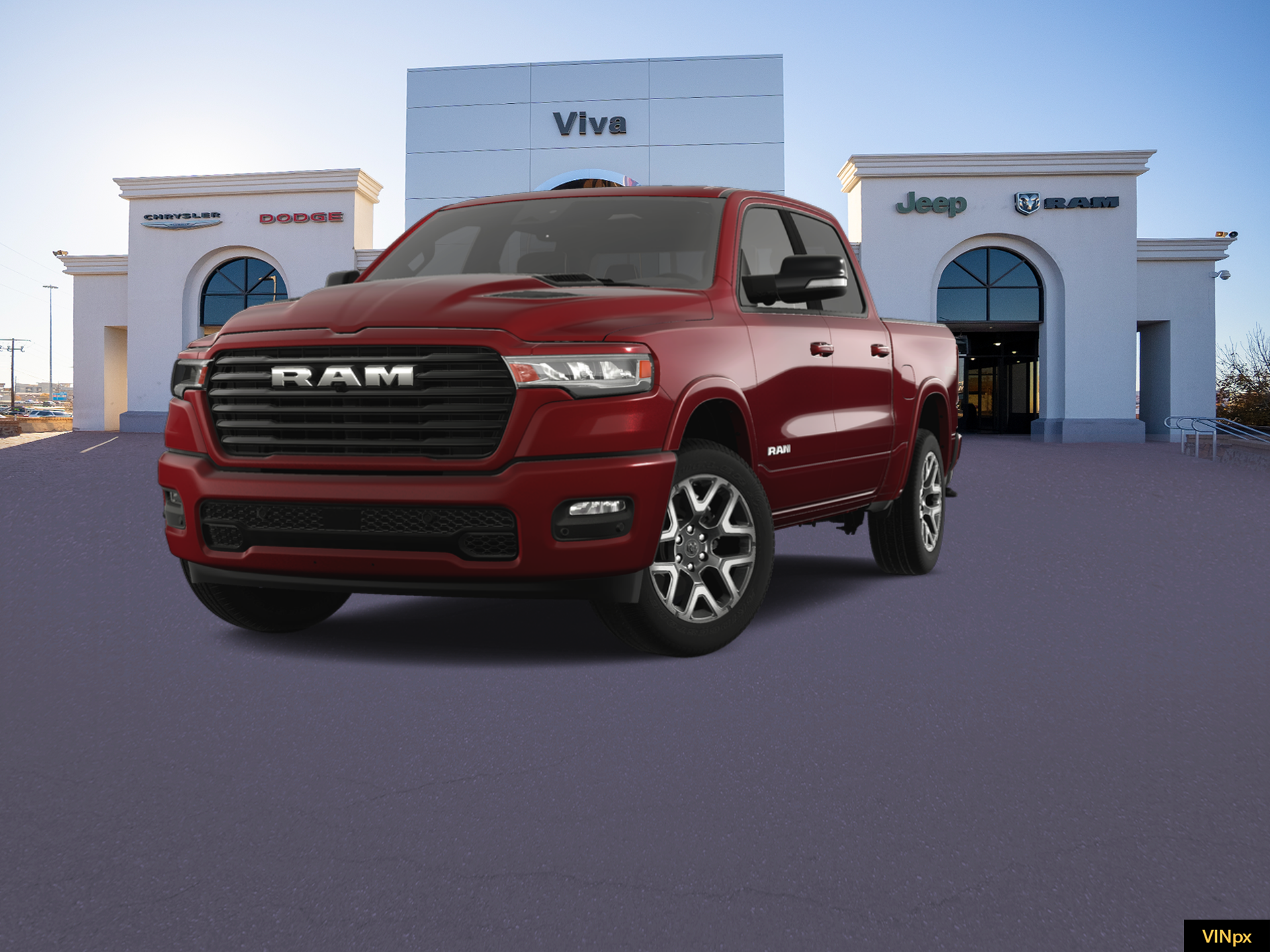 New 2025 Delmonico Red Pearl-Coat Exterior Paint RAM Laramie image 1