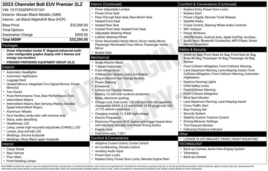 Used 2023 Chevrolet Bolt EUV Premier with VIN 1G1FZ6S09P4101341 for sale in Buena Park, CA