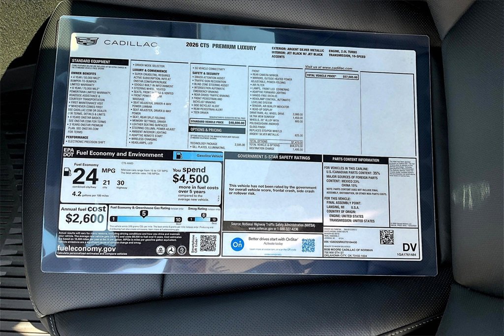 2026 Cadillac CT5 Premium Luxury photo 14