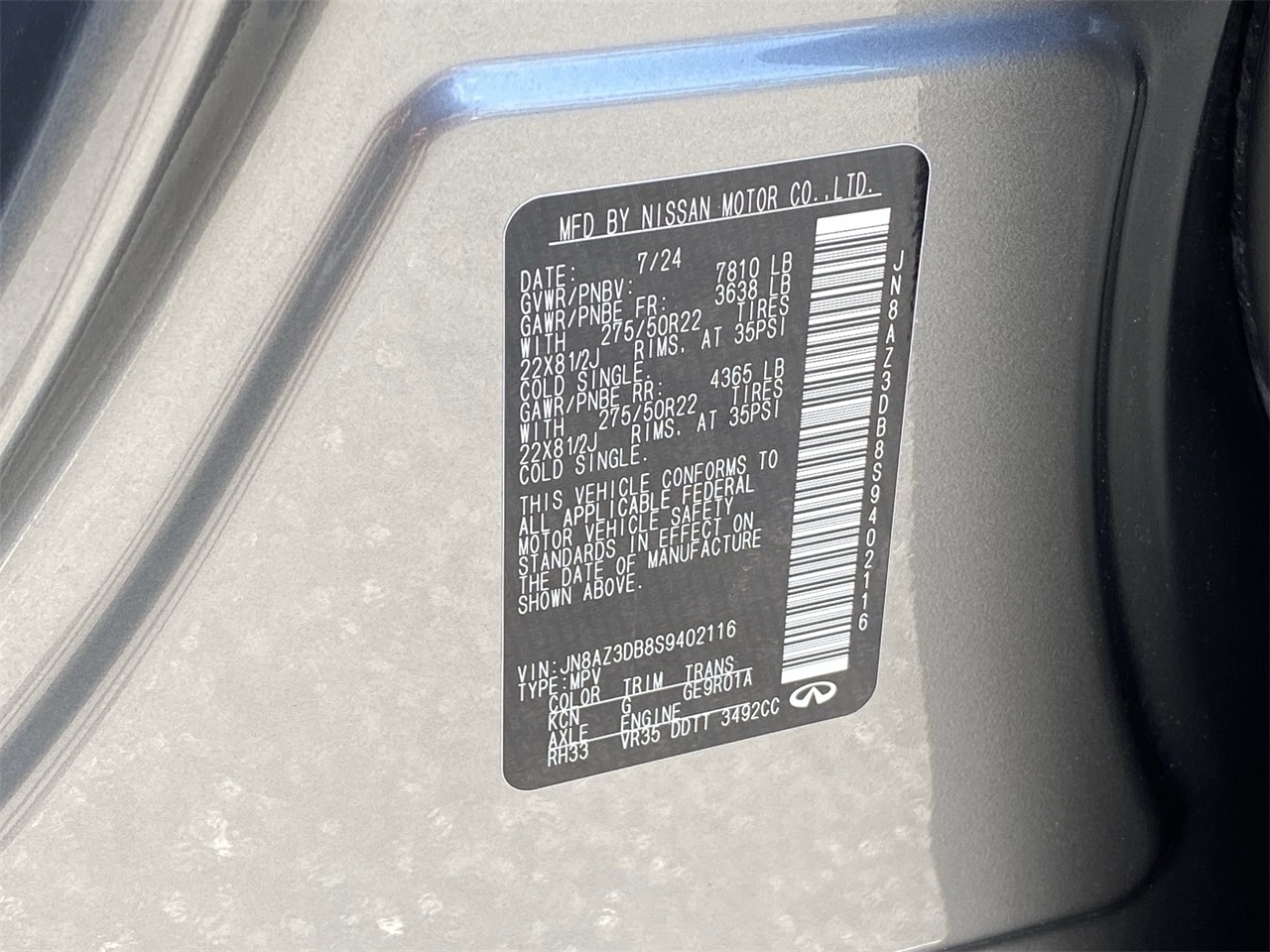 2025 Infiniti QX80 Sensory photo 34