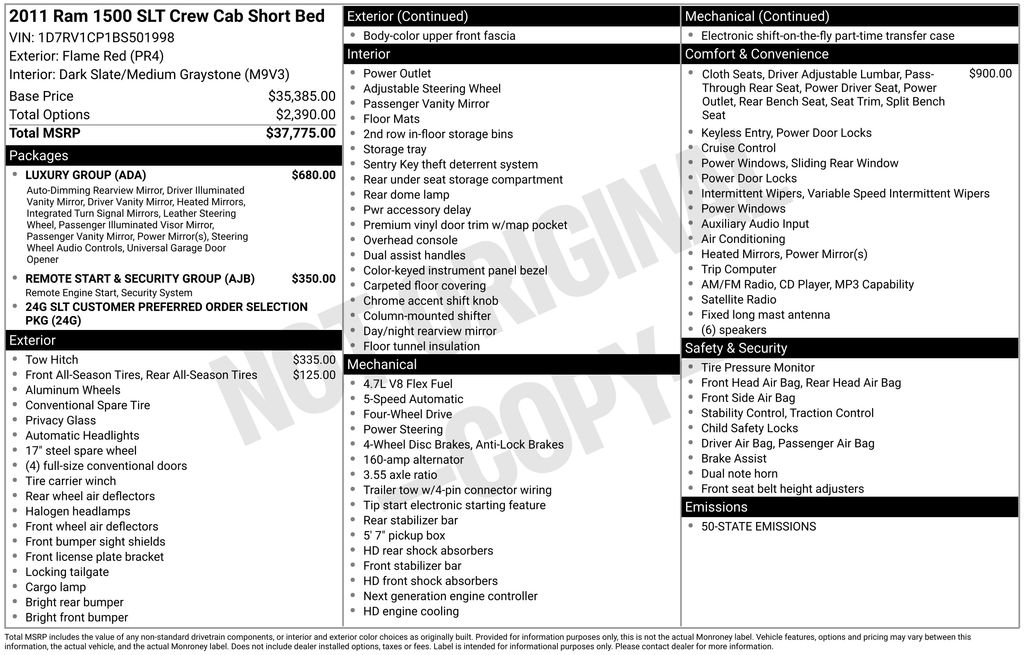 Used 2011 RAM Ram 1500 Pickup SLT with VIN 1D7RV1CP1BS501998 for sale in Atlantic, IA