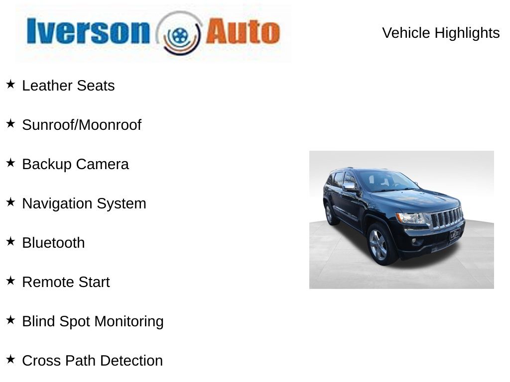 Used 2013 Jeep Grand Cherokee Overland with VIN 1C4RJFCT0DC627766 for sale in Huron, SD